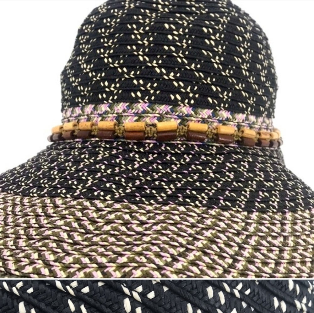 Angela & William Natural Paper Straw UPF 50 Wide Brim Floppy Garden Beach Hat